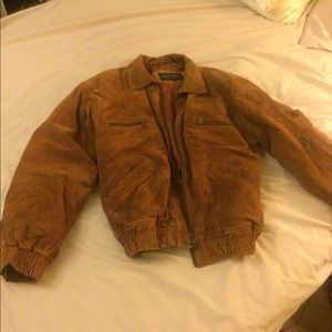 Brown suede leather coat
